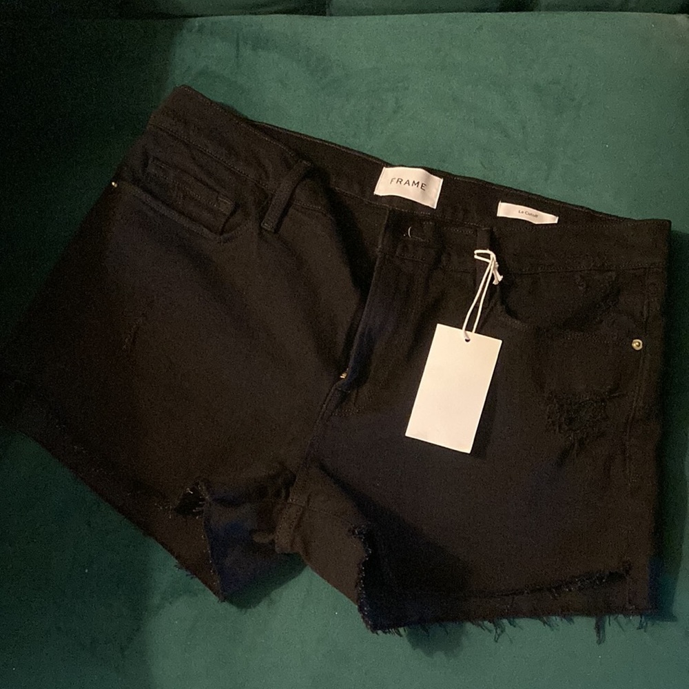 Frame Distressed High Rise shorts